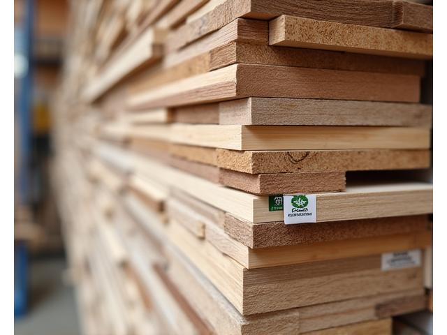 Stapel FSC gecertificeerd duurzaam hout in een werkplaats