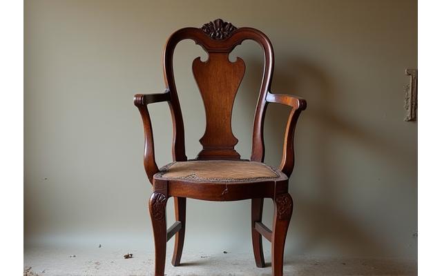 Versleten antieke houten stoel voor restauratie