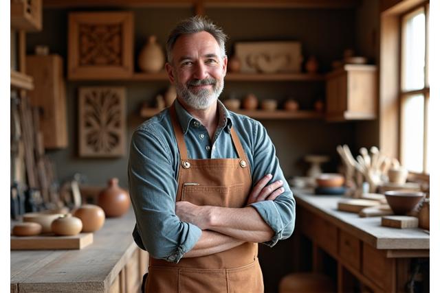 Oprichter van Frieslandia Hout in een traditionele werkplaats