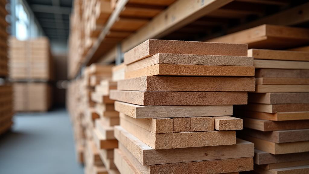 Stapel duurzaam geproduceerd hardhout in een magazijn
